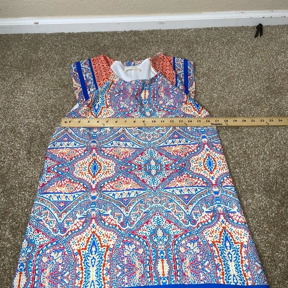 Everly Women's dress Orange Blue Boho Print A-line Size Sm Anthropologie sheath - Picture 5 of 8